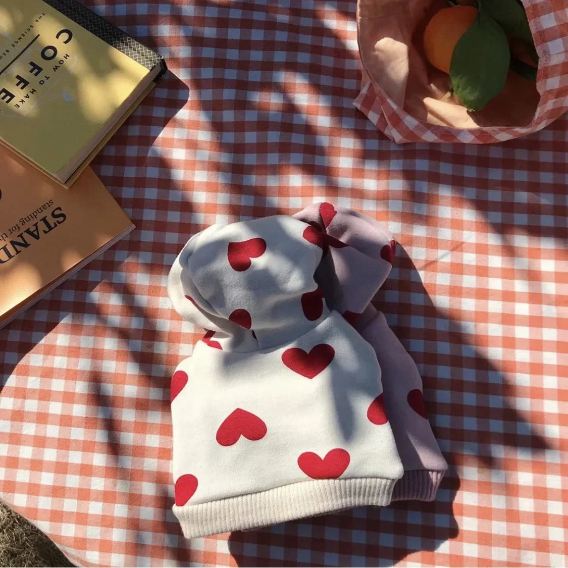Autumn Winter Pet Love Hoodie Clothing Warm and Cute Printing Love Plus Velvet Sweater Hoodie Teddy Bichon Dog Cat Clothes pet clothes