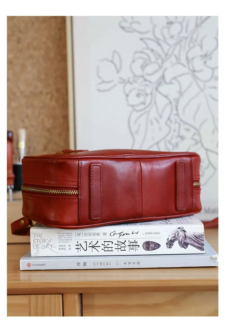 PNDME Designer handgefertigte Luxus-Damenhandtasche aus pflanzlich gegerbtem Rindsleder, einfache, lässige Damen-Umhängetasche aus echtem Leder – Detail 28