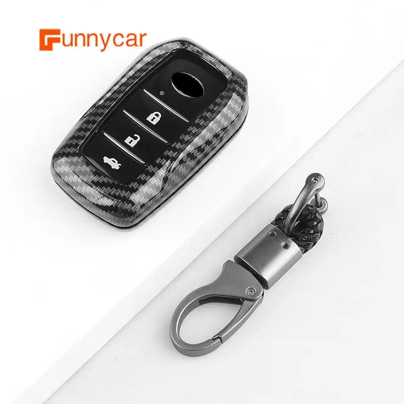 

Carbon Fiber Car Key Case Cover Bag For Toyota Chr Rav4 Auris Avensis Prius Aygo Camry Corolla Land Cruiser 200 Prado Crown