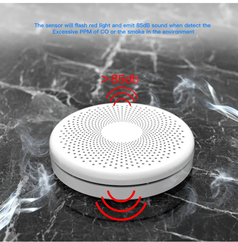 Tuya WiFi  Smoke and Carbon Monoxide Detector APP Control Smart Wireless Combination CO2 in1 Alarms