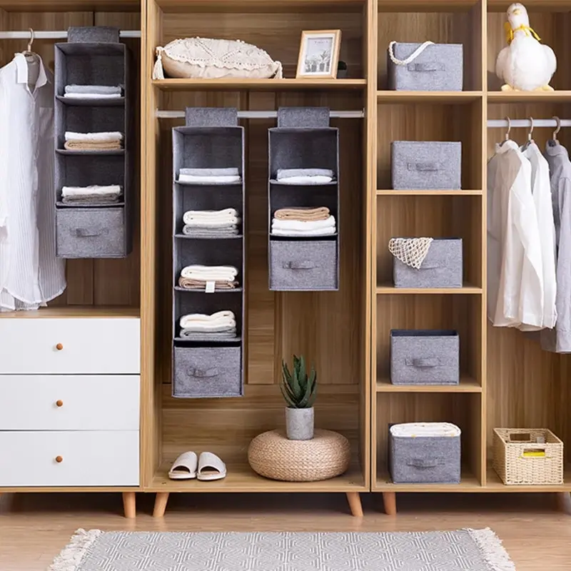 Portable Wardrobe Hanging Storage Bag Drawer Style Washable Wardrobe Organizer Box
