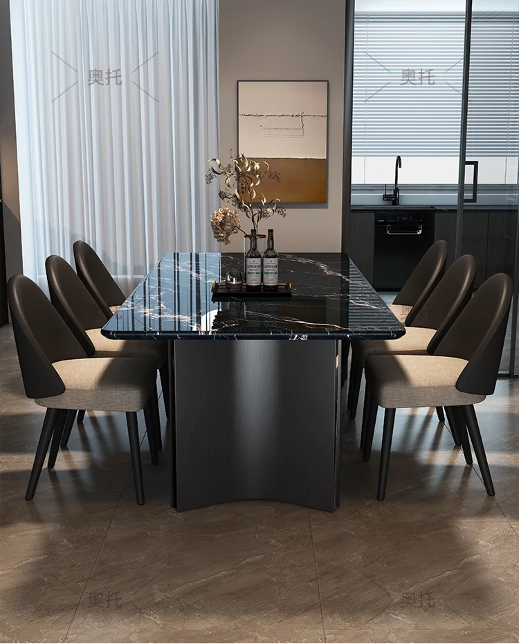Light Luxury High-end Marble Dining Table Modern Simple Rectangular Household Dining Table And Chair Combination Small Apartment