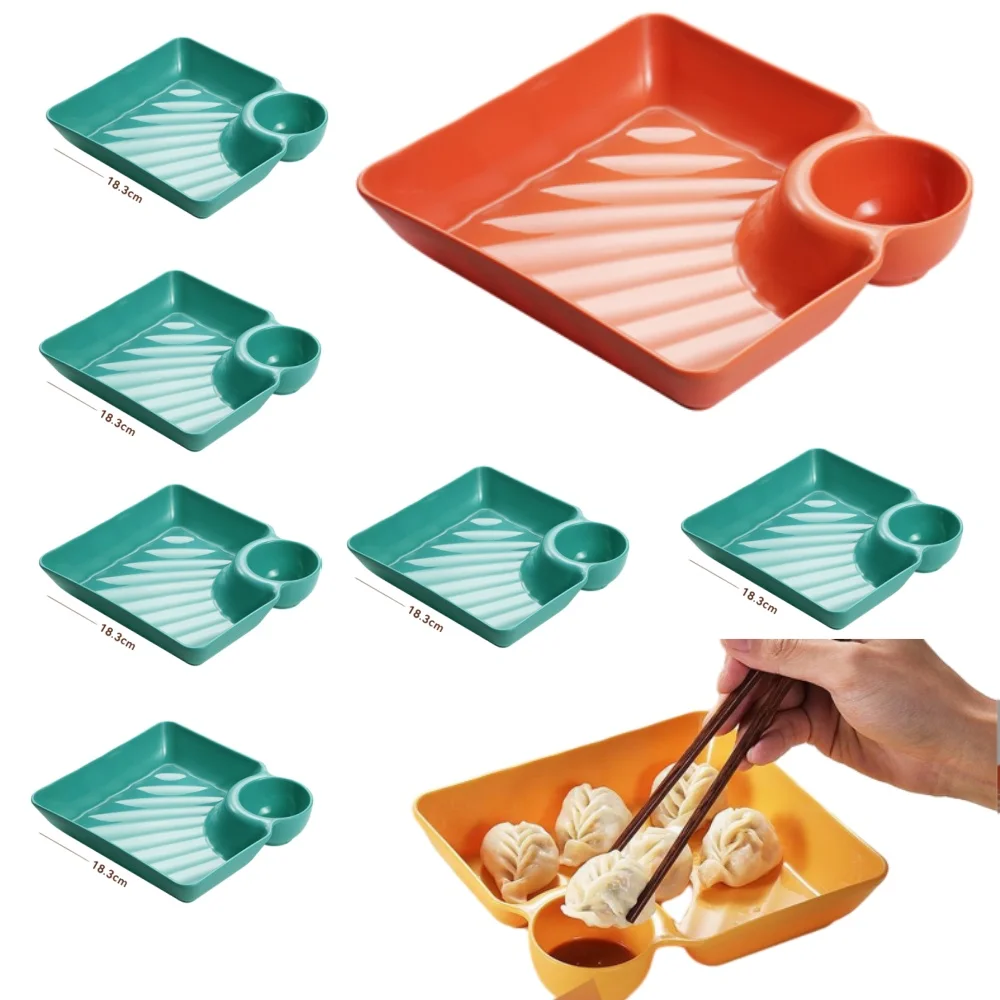 Large Dumpling Plate With Sauce Dessert Fruit Tray Sauce Separation Dinner Tools Kitchen Tableware