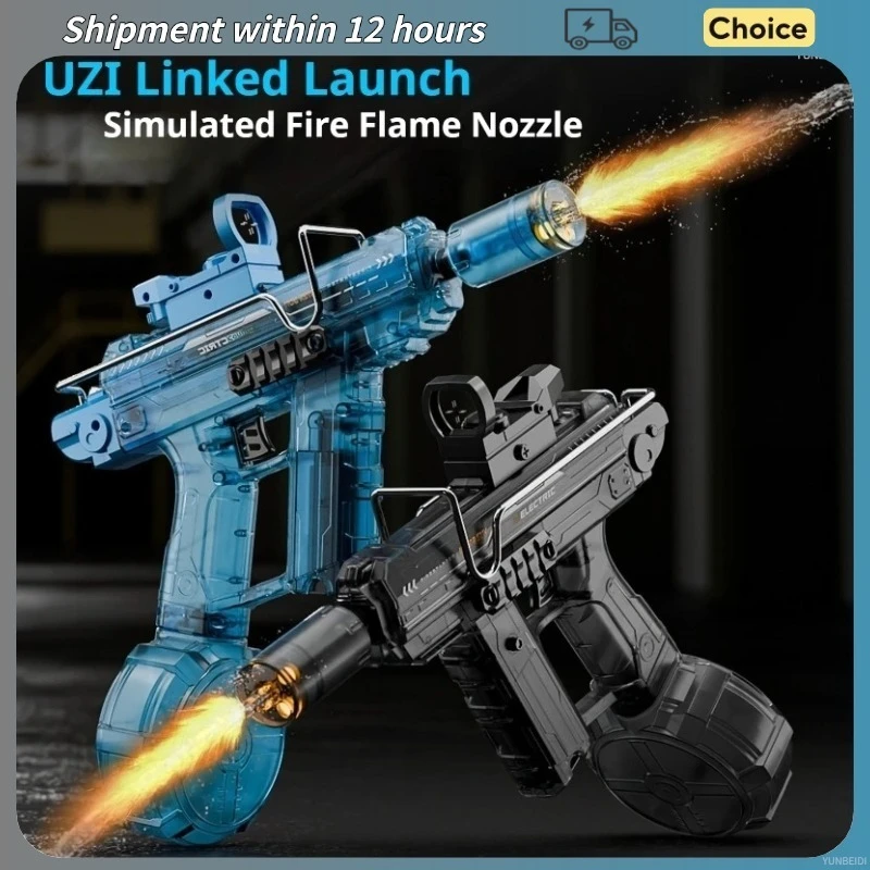 조명이 있는 UZI 전기 물총 멋진 전기 연속 발사 및 재장전 여름 물놀이 어린이용 성인용 장난감 물총