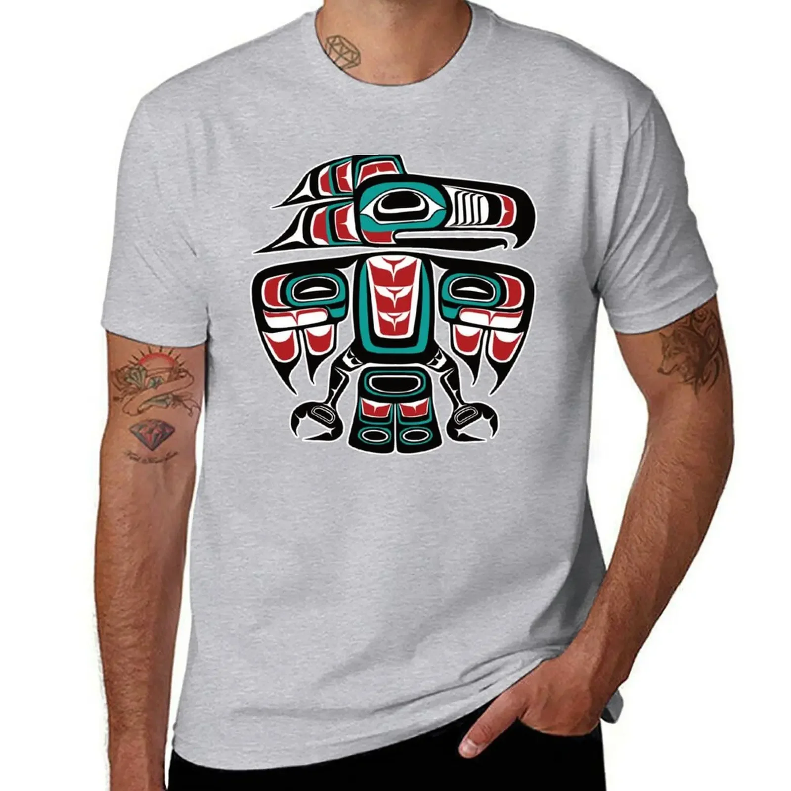 2024 Estate Nuovi Uomini T Shirt Haida Lingit Nativo Raven Totem T-Shirt Moda Coreana Spazi Vuoti Camicie Per Uomo Maniche Corte Top
