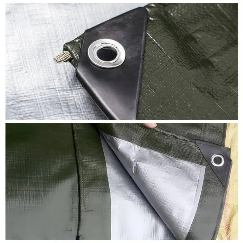 Tarp 2m*2 2&times;3 3*3 3&times;4m Rain Cover Waterproof Green Silver Tarpaulin Canopy Awning Uv Block Car Awning Sunshade Camping Outdoor