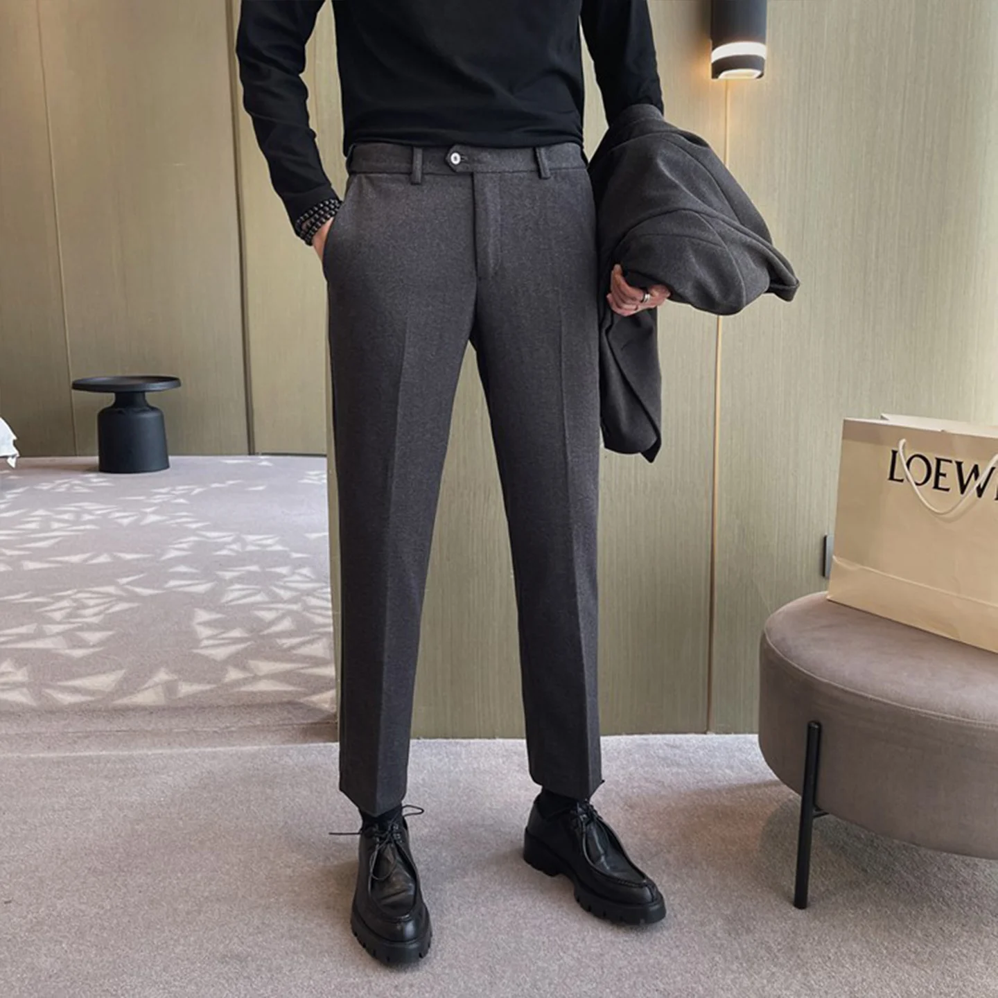 Nouveau pantalon de costume en laine pour hommes