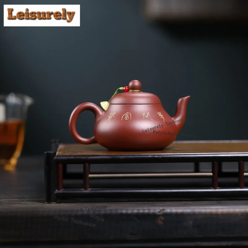 170ml Antique Yixing Purple Clay Teapots Famous Artists Handmade Butterfly Flower  Pot Raw Ore Dahongpao Mud Kettle Zisha Teaset