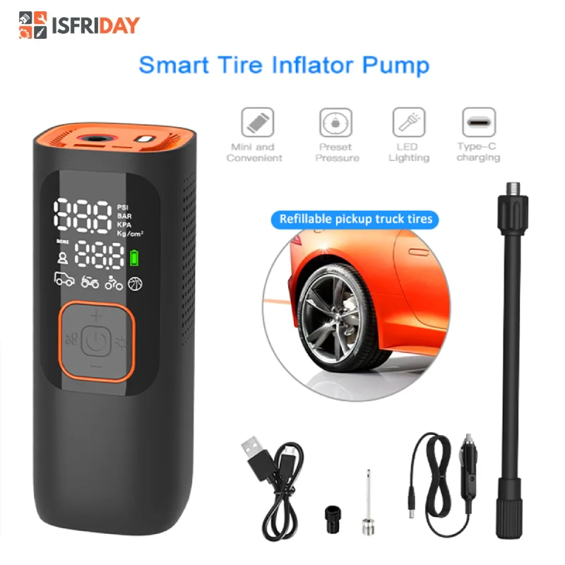 

ISFRIDAY Tire Air Pump 7500mAh Car Tire Compressor Tyre Inflator Electric Inflatable Portable Compressor for Motorcycle Bicycle