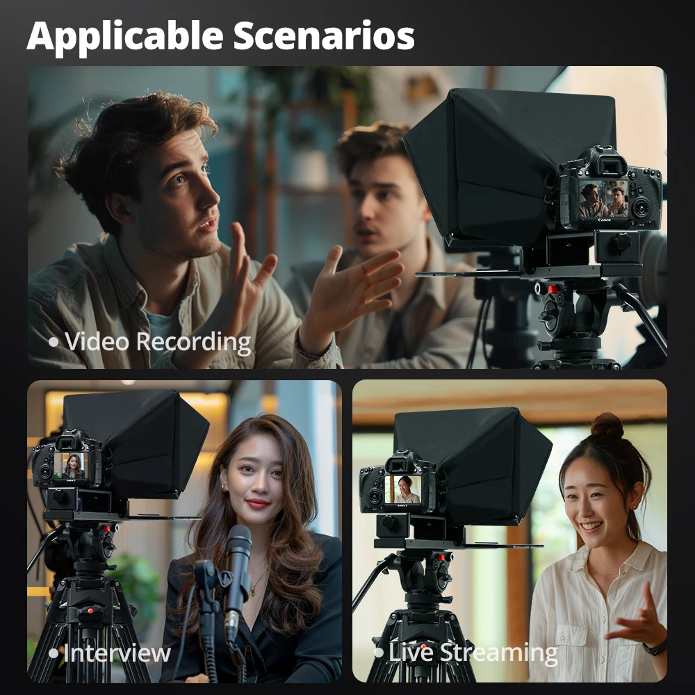 Ambitful T14Pro 대형 스크린 프롬프터 전문 인터뷰 접이식 텔레프롬프터 스마트폰 DSLR 카메라 라이브 비디오 녹화