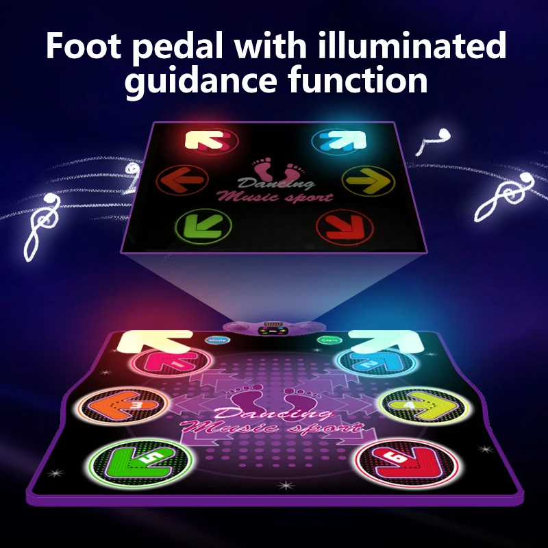 HTASKTEXEH Dance Mat Toys for Adults and Children, Electronic Dance Carpet with Illuminated 6 Keys, Bluetooth Connectable