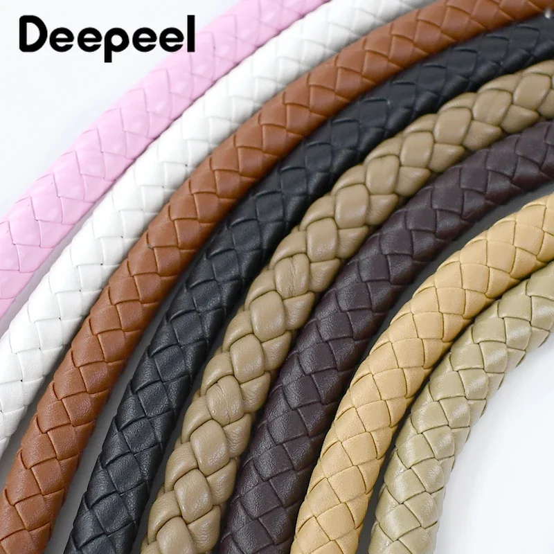 2Pcs Deepeel 30-60cm Metal PU Leather Handles Handbags Single Shoulder Bags Handle Woven Replacement Straps DIY Bag Accessories