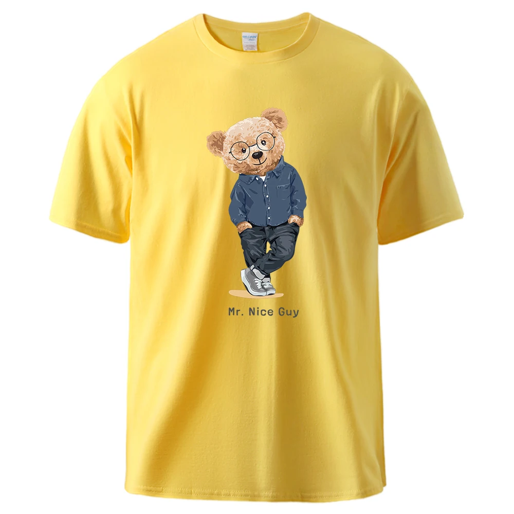 

Gentleman'S mr Bear Nice Guy хлопковая футболка, трендовая футболка с круглым вырезом, уличная спортивная футболка, оригинальные уличные футболки в стиле хип-хоп