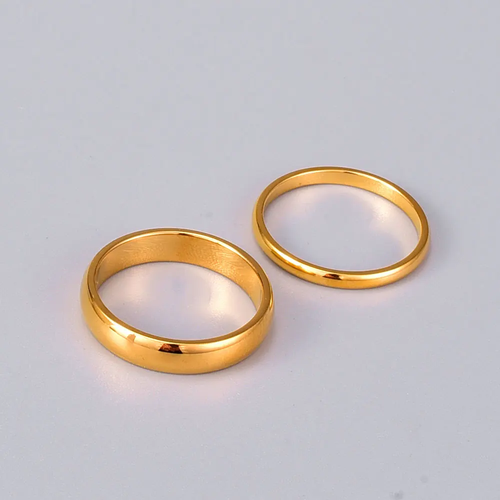 Womens Ring J98 French simple wide surface smooth For women stainless steel gold jewelry