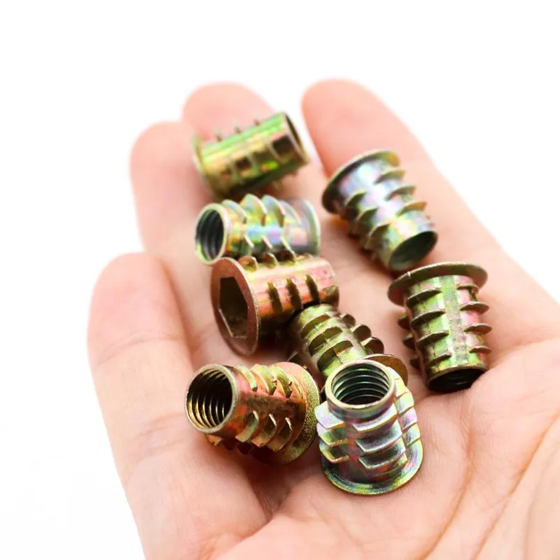 M4 M5 M6 M8 M10 Metal Hexagon Hex Socket Allen Head Embedded Insert Nut E-Nut for Wood Furniture Inside and Outside Thread 10pcs hexagon nuts threaded insert nut insert nut furniture t nut inserts
