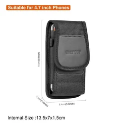 Universal Nylon Phone Pouch with Belt Clip - Multifunctional Mobile Carrying Holster Case (L)