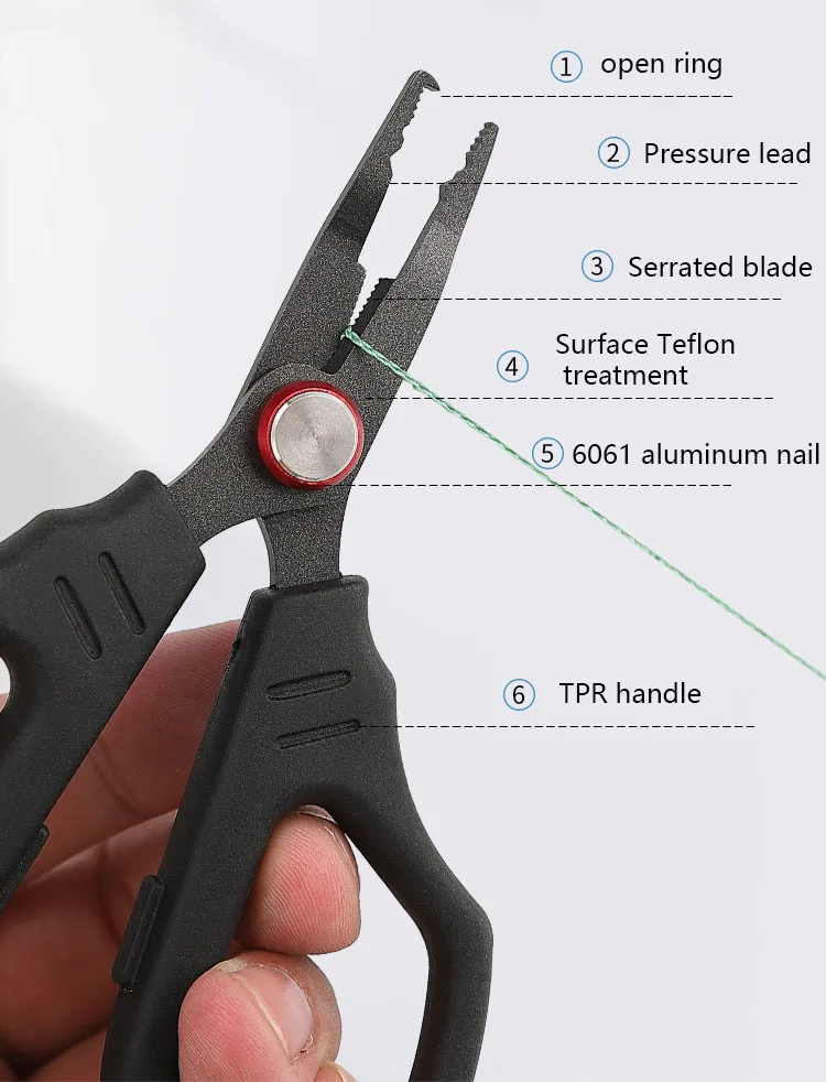 Angelschere Tragbare Outdoor-Köderzange zum Schneiden von Angelschnur Rostfreier Edelstahl Professionelle Werkzeuge – Detail 1