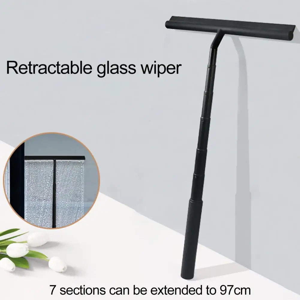 

Bathroom Wiper Extendable Shower Squeegee Set with Anti-slip Grip Long Handle Holder Non-drilling Bathroom Silicone Window