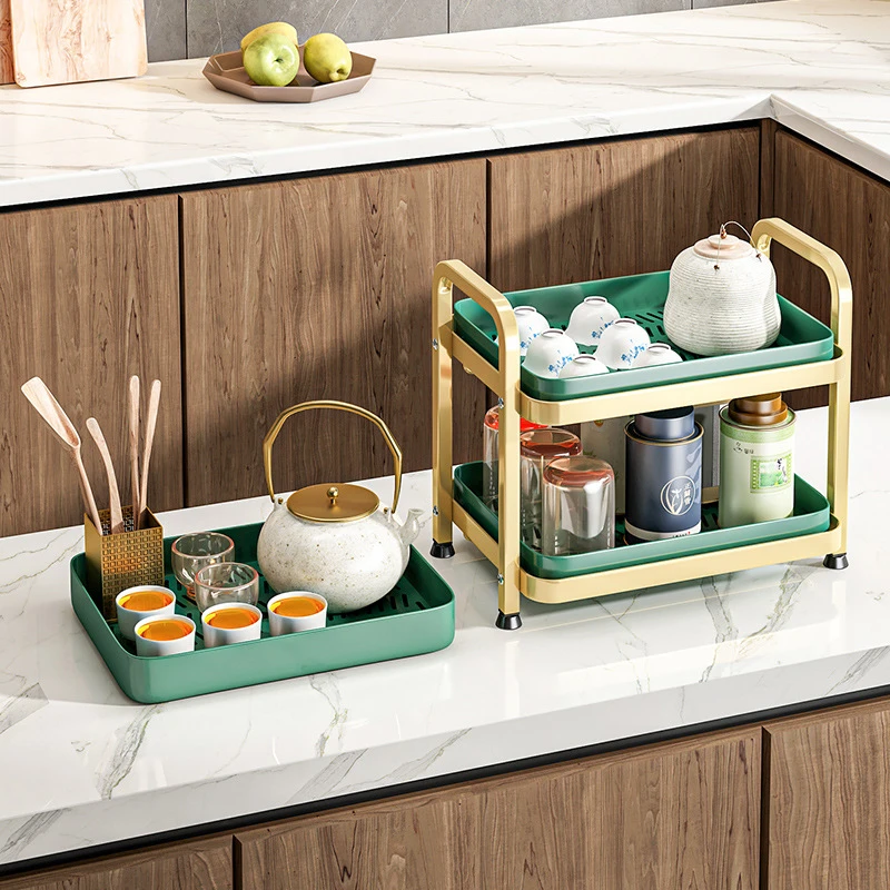 2 Tier Cups Mugs Drying Rack With Drain Tray , Kitchen Storage