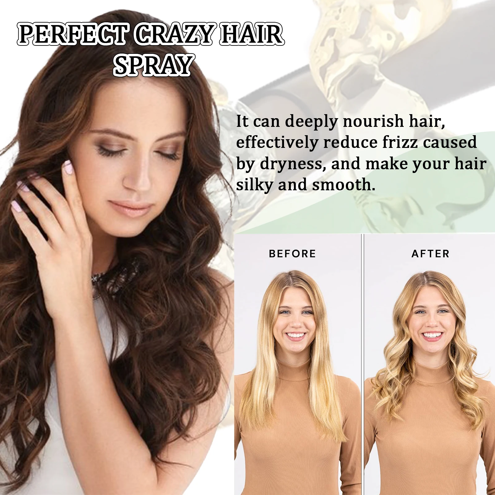 Hair Styling Spray EELHOE Hair Styling Spray No Wash Fluffy Volumising Dry Hair Atomization Fluid Travel Samples Long Lasting Styling Holding