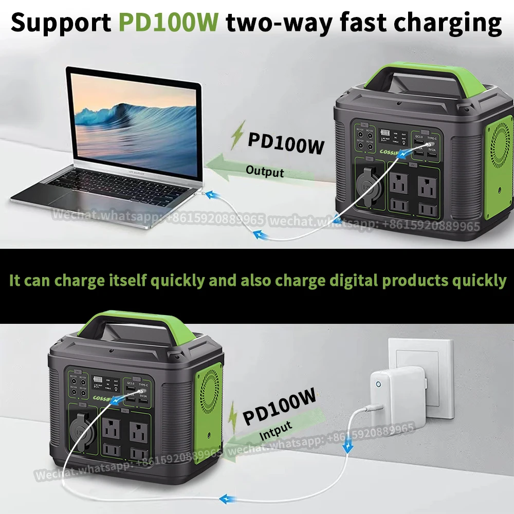 COSSIFTW Portable Power Station 300W H80000MAH Power Bank Generator with QC3.0 PD AC Output for Outdoor Camping Emergency Backup