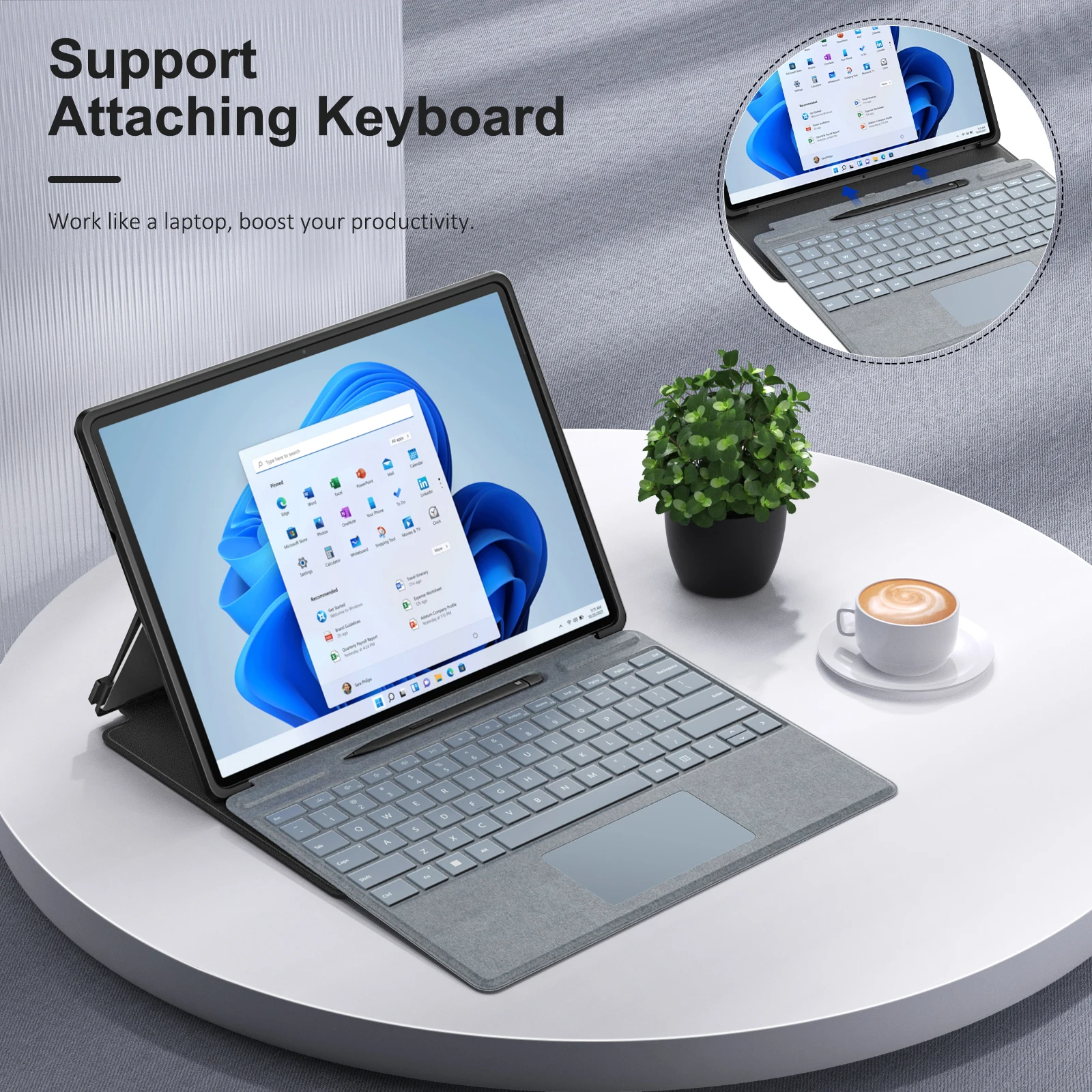 Moko Case para Microsoft Surface Pro 813 2023 Capa Protetora à Prova de Choque Case do Escudo com Escudo Transparente do pc para a Superfície Pro 8 - Imagem 3