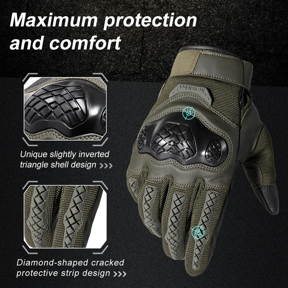 Motorcycle Tactical Gloves Touch Screen Cycling Bicycle Anti-Slip Shockproof Rubber Protective Hunting Shooting Mitten Men Women 2