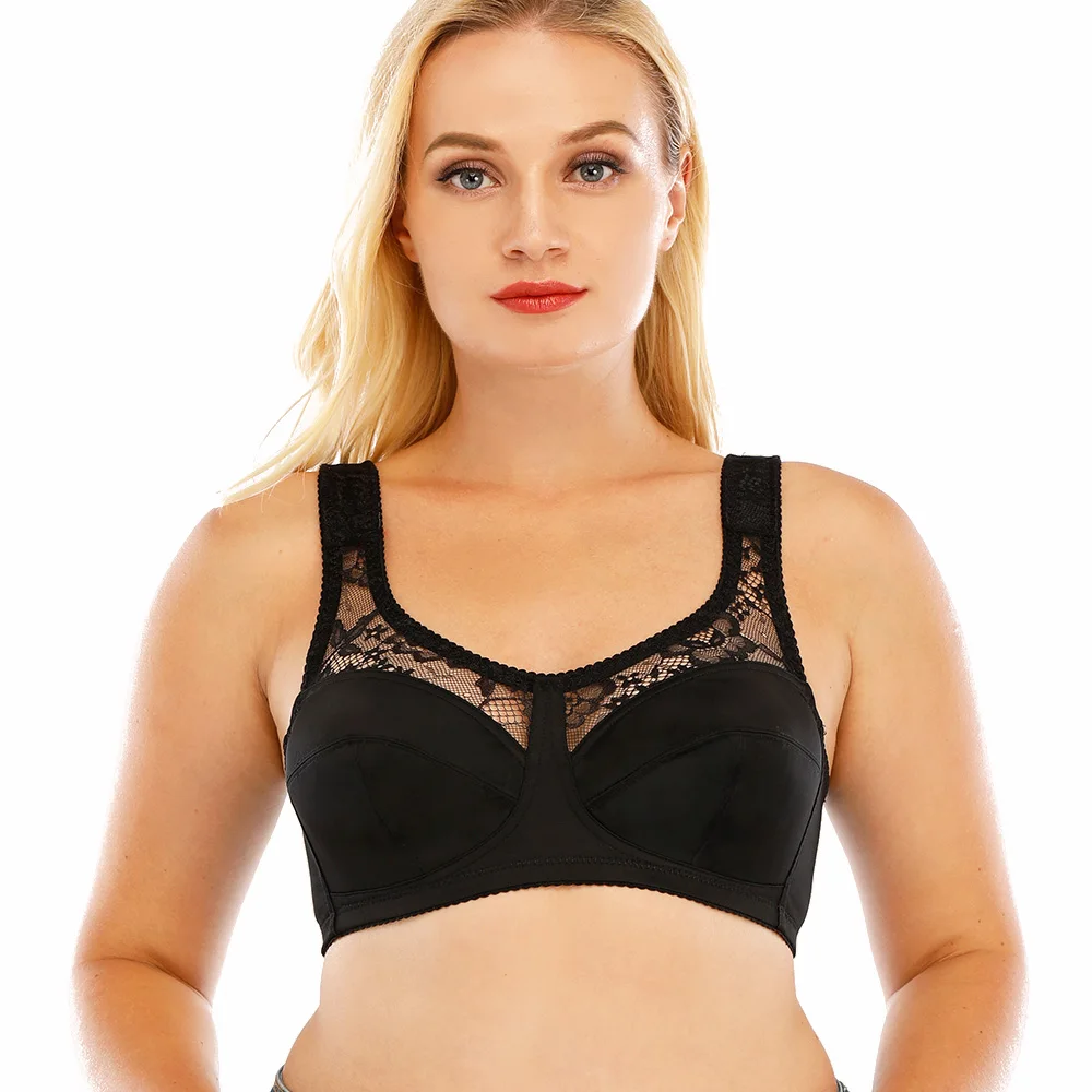 Sexy Lace Bra Large size Non padding Wirefree Full Cup Bras Minimiser Bra for Women Plus Size Bralette Breathable BCDEFGHI