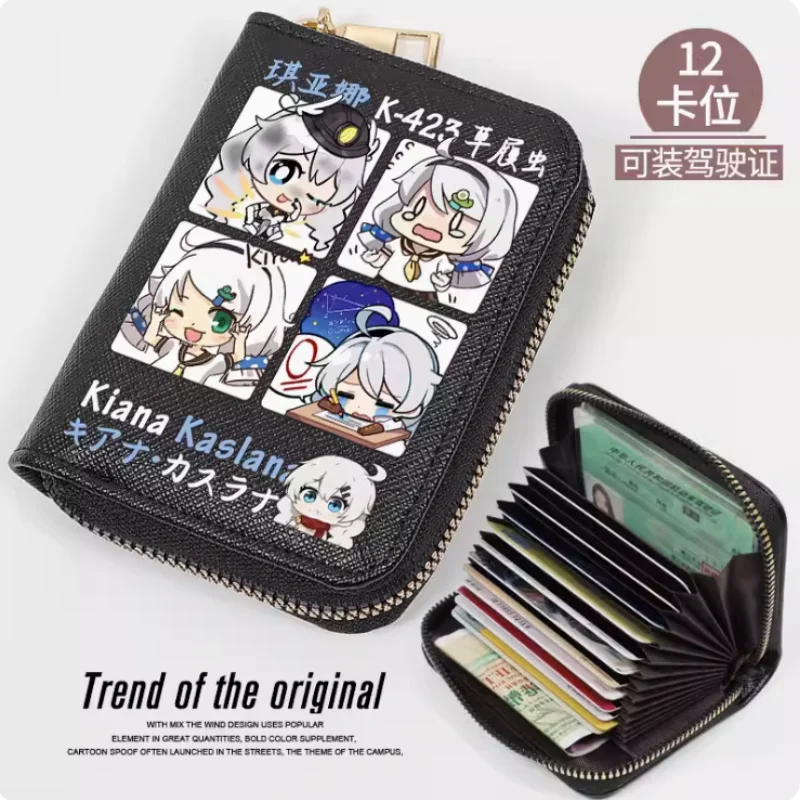 Anime Honkai Impact 3 Kiana Kaslana Fashion Wallet PU Purse Card Coin Zipper Cash Holder Bag Cosplay Gift B361