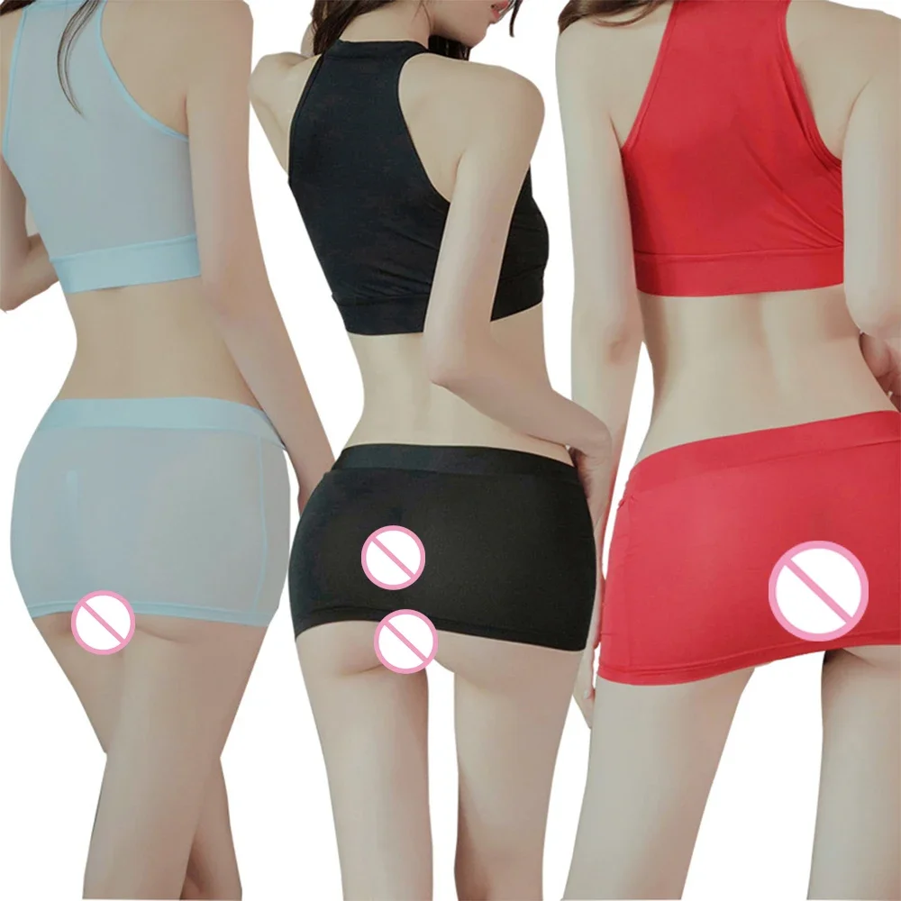 Summer Women Ice Silk Sheer Mini Tube Skirt Translucent Nightclub Party Clubwear Short Skirts Elastic Female Clothing