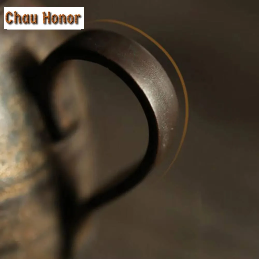 180ml Handmade Rough Pottery Teapot Zen Iron Rust Glazed Pot Household Tea Soaking Kettle with Ball Hole Cha Teaware Decoration