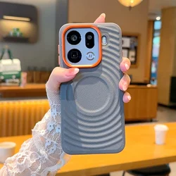 Fashion Ripple Magnetic PU Leather Phone Case with Wireless Charging and Anti - Drop Protection for OPPO Find X9 (GRAY)