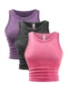 Y2k Cotton Solid Tank Tops For Womens Summer Sexy Sleeveless O-Neck Tight Washed Crop Tees Casual All-math Basic Streetwear