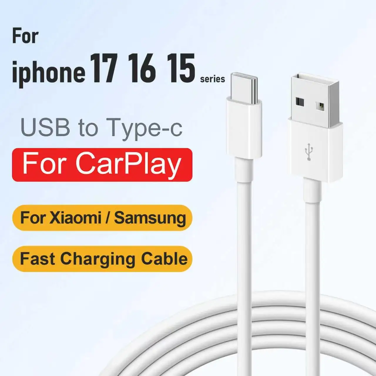High-Speed USB to Type C Fast Charging Cable, 2.4A Super Charger Data Cord