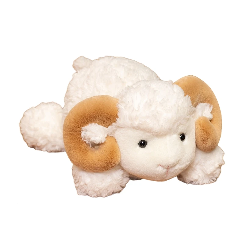 Premium Cozy Lie Prone Goat Cow Plush Toy 23-50CM Soft Fluffy Cartoon Sheep Cattle Doll Lovely Kids Appease Gift