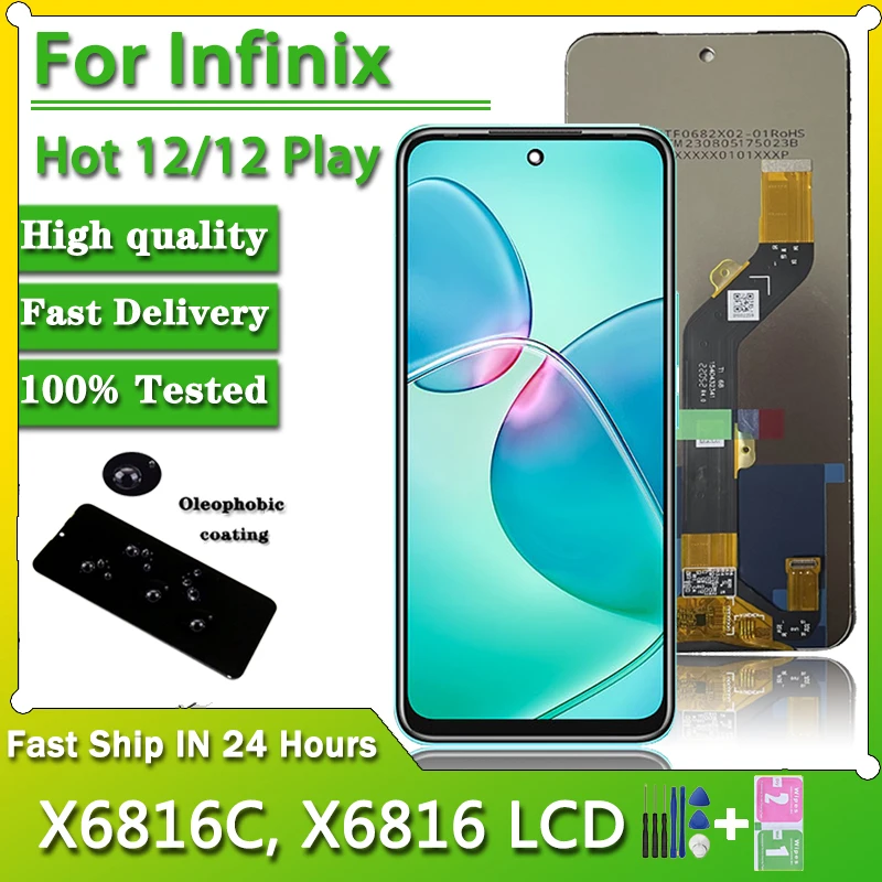 

Новый ЖК-дисплей 6,82 дюйма для Infinix Hot 12 Play X6816, ЖК-экран + сенсорная панель, дигитайзер для дисплея Infinix Hot 12 X6817