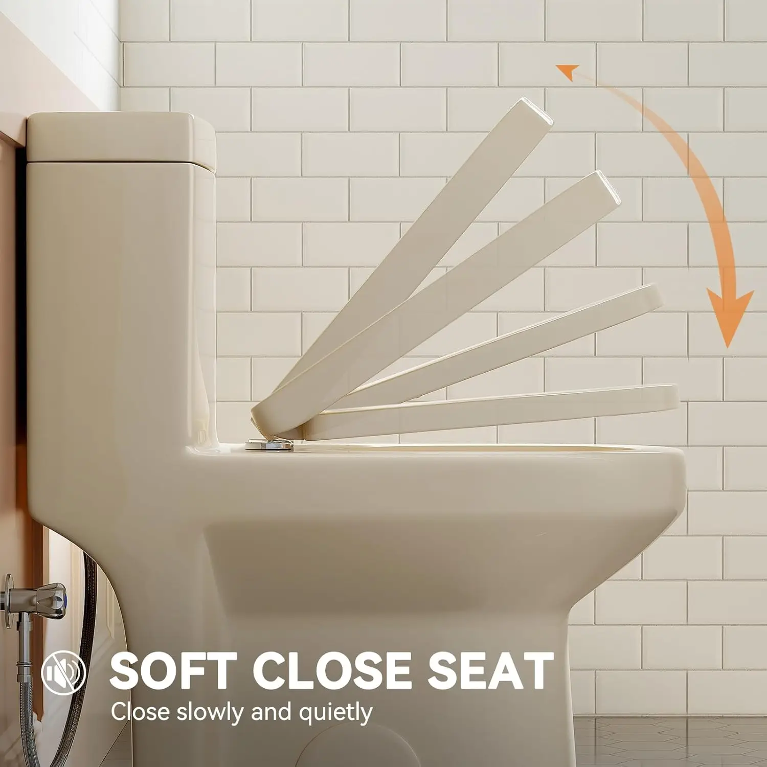 HWMT-8733 Small Compact One Piece Toilet with Soft Closing Seat 1.1/1.6 GPF Powerful & Quiet Dual Flush Modern Toilet