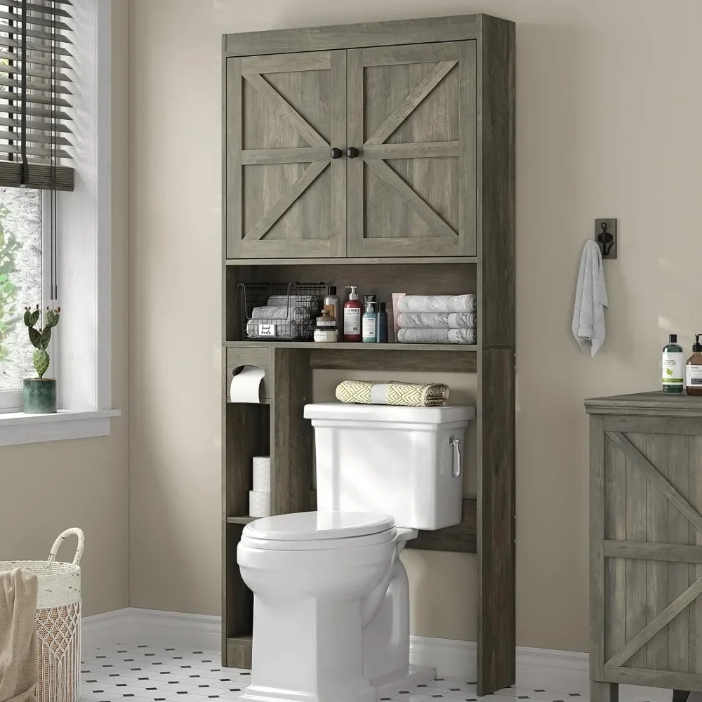 

Locker with Anti-tilt Design and Adjustable Bottom Bar with Shelves 32.3''W Freestanding Toilet Locker