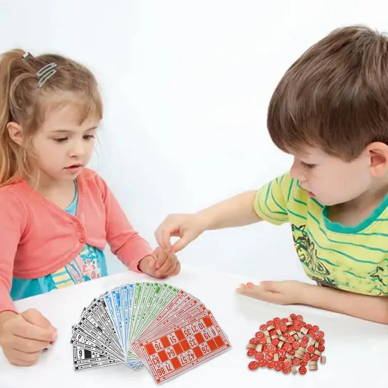 Bingo Games for Family Portable Wooden Travel Bingo Set Learning & Education Strategy Board Games Russian Toys for Birthday 6