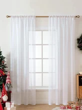 White Tulle Curtains for Living Room  Semi Sheer Light Curtain Bedroom Sheer Voile Drapes Kitchen Finished Window Treatment 
