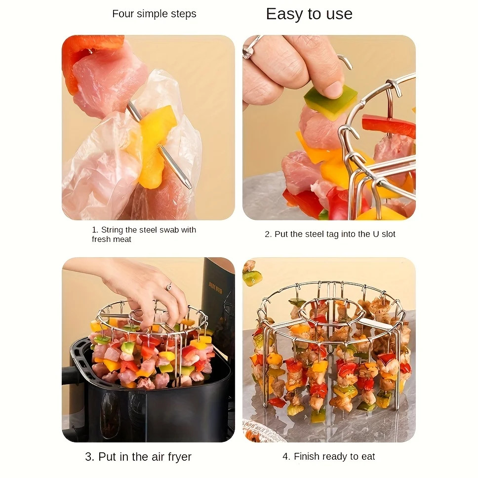 Parrilla de Barbacoa Especializada para Freidora de Aire, Parrilla de Barbacoa de Acero Inoxidable, Accesorios para Broc