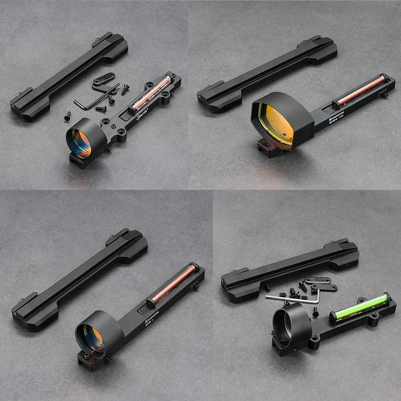 Red Dot Sight Rifle Scope Holographic Collimator Shooin Optics RIB Collimator Sight Solar Power Fiber Reflex With 20mm Extended Mount Base