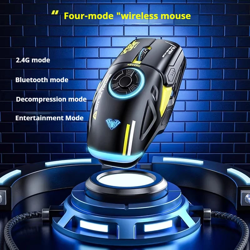 H530 Wireless Mouse 2.4g Bluetooth Decompression Mouse Rgb Light Effect Type-C Rechargeable Laptop Office Gaming Household