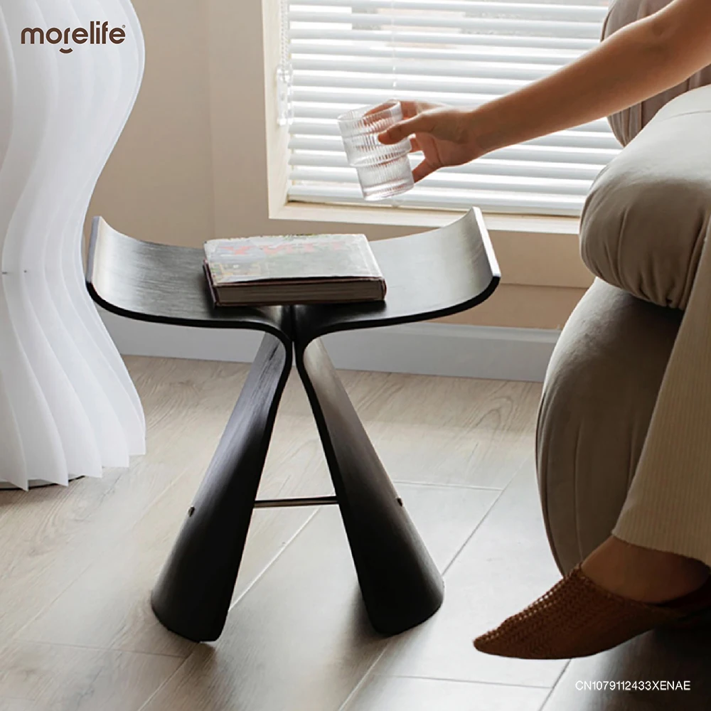 

Creative Danish Butterfly Stool Solid Wood Living Room Adult FootStool Curved Wooden Walnut Shoe Changing Stools Bench Furniture