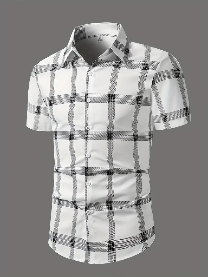 Shirt 3D Printed Striped Plaid Pattern Daily Commute Wear With Men Women Stylish Personality Lapel Button-up Short-sleeved Shirt 2