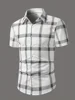 Shirt 3D Printed Striped Plaid Pattern Daily Commute Wear With Men Women Stylish Personality Lapel Button-up Short-sleeved Shirt 2