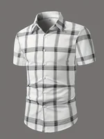 Shirt 3D Printed Striped Plaid Pattern Daily Commute Wear With Men Women Stylish Personality Lapel Button-up Short-sleeved Shirt 2