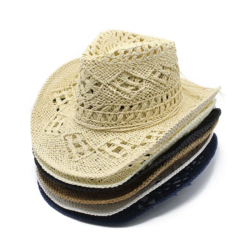 

Women Straw Cowboy Hats, Sparkly Western Cowgirl Hat for Holiday Party, Foldable Vacation Beach Sun Hat with Wide Brim