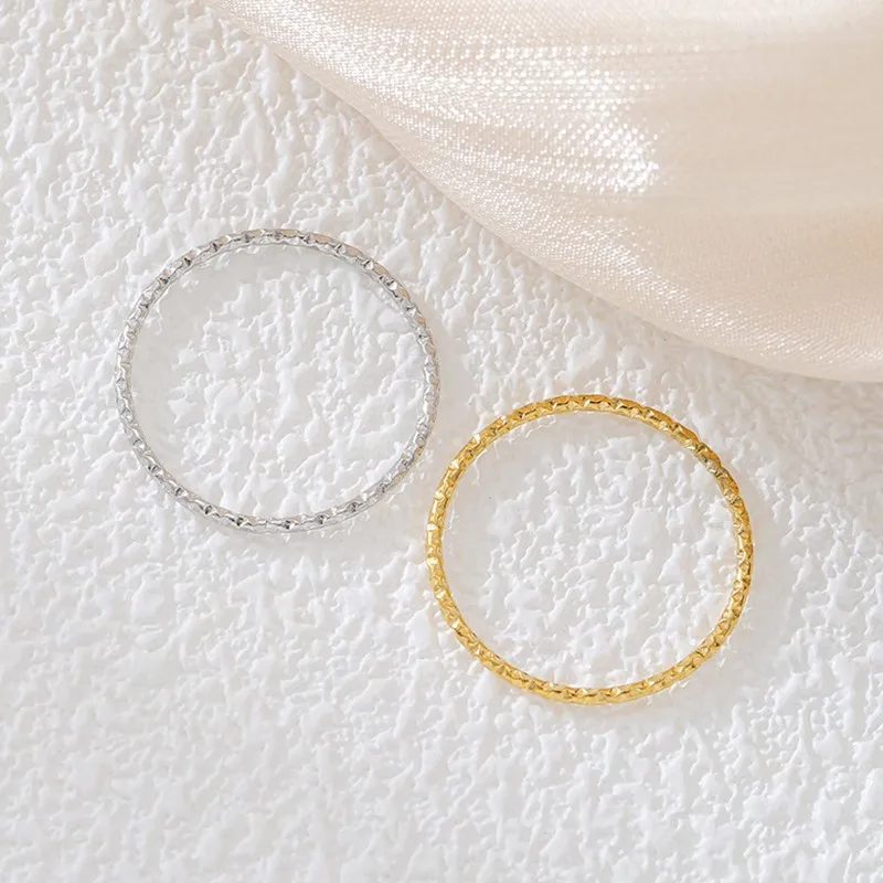 1mm Thin Stackable Ring Stainless Steel Faceted Wedding Band for Women Girl Size 4-10 3