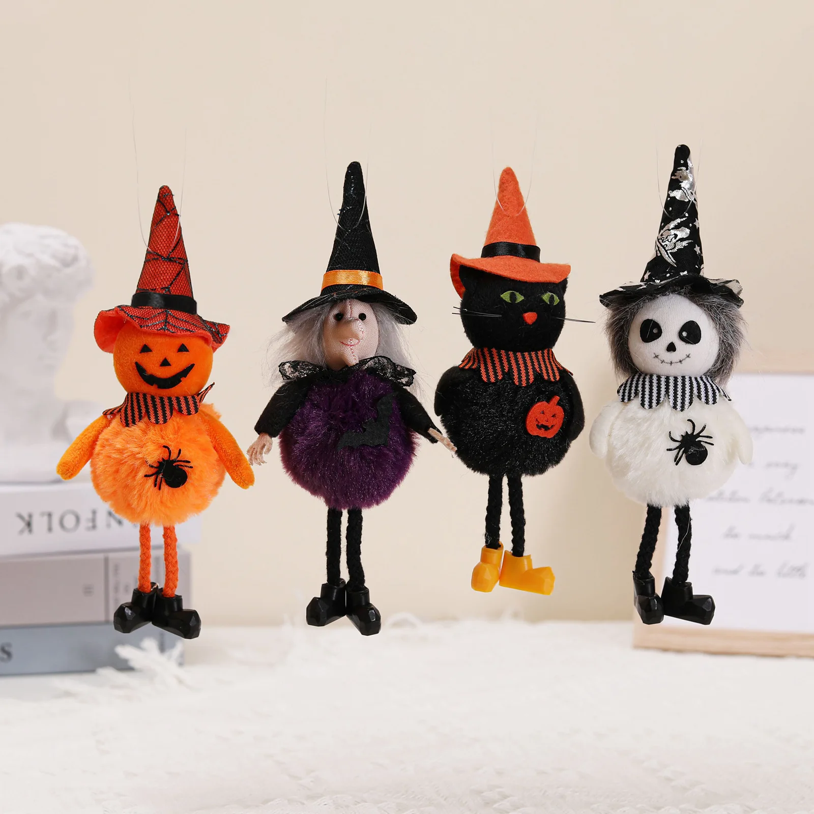 Funny Creative Halloween Witch Puppet Pendant Pumpkin Spooky Ornament Creepy Ghost Pendant Haunted House Scene Layout Props pumpkin witch doll kids toy gift halloween decoration easter festival party home bar hotel props supplies ornament pendant